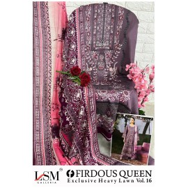 FIRDOUS QUEEN EXCLUSIVE HEAVY LAWN VOL 16 LSM (Cotton Dupatta)