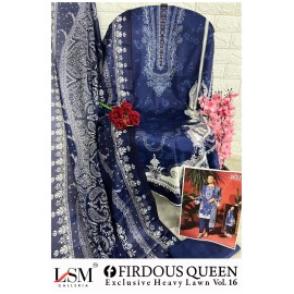 FIRDOUS QUEEN EXCLUSIVE HEAVY LAWN VOL 16 LSM (Cotton Dupatta)