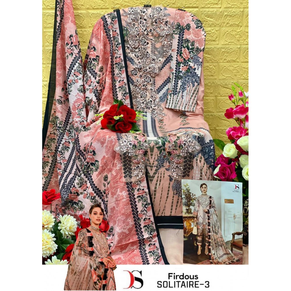 FIRDOUS SOLITAIRE 3 BY DEEPSY DESIGN 3003 AND 3007 (Cotton Dupatta)