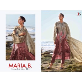 HIT DESIGN OF MARIA B PREMIUM EMBROIDERED 25-2 DEEPSY SUITS (cotton Dupatta)
