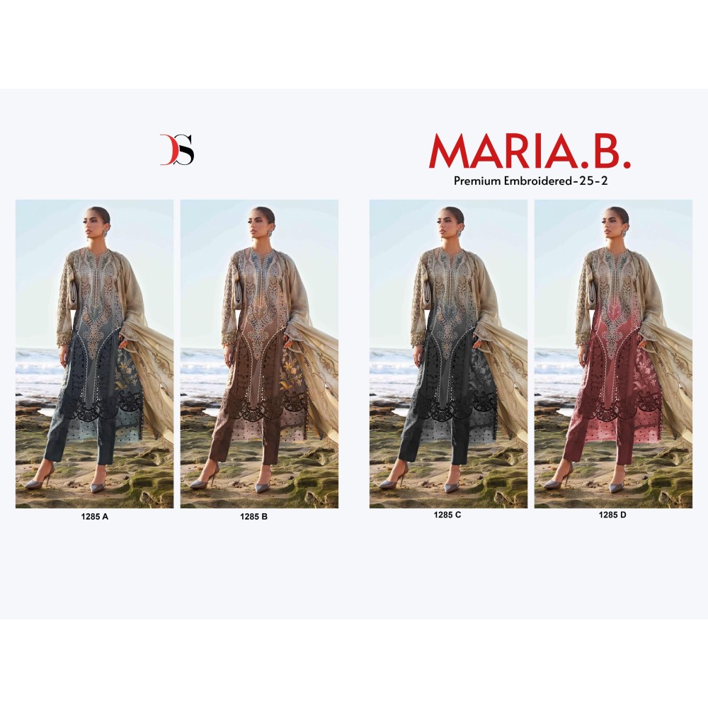 HIT DESIGN OF MARIA B PREMIUM EMBROIDERED 25-2 DEEPSY SUITS (cotton Dupatta)
