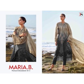 HIT DESIGN OF MARIA B PREMIUM EMBROIDERED 25-2 DEEPSY SUITS (cotton Dupatta)