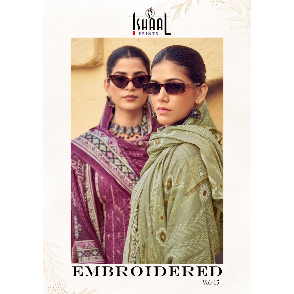 ISHAAL EMBROIDERED VOL 15 (Cotton Dupatta)