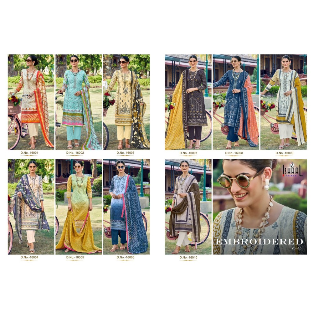 ISHAAL EMBROIDERED VOL 16 (Cotton Dupatta)