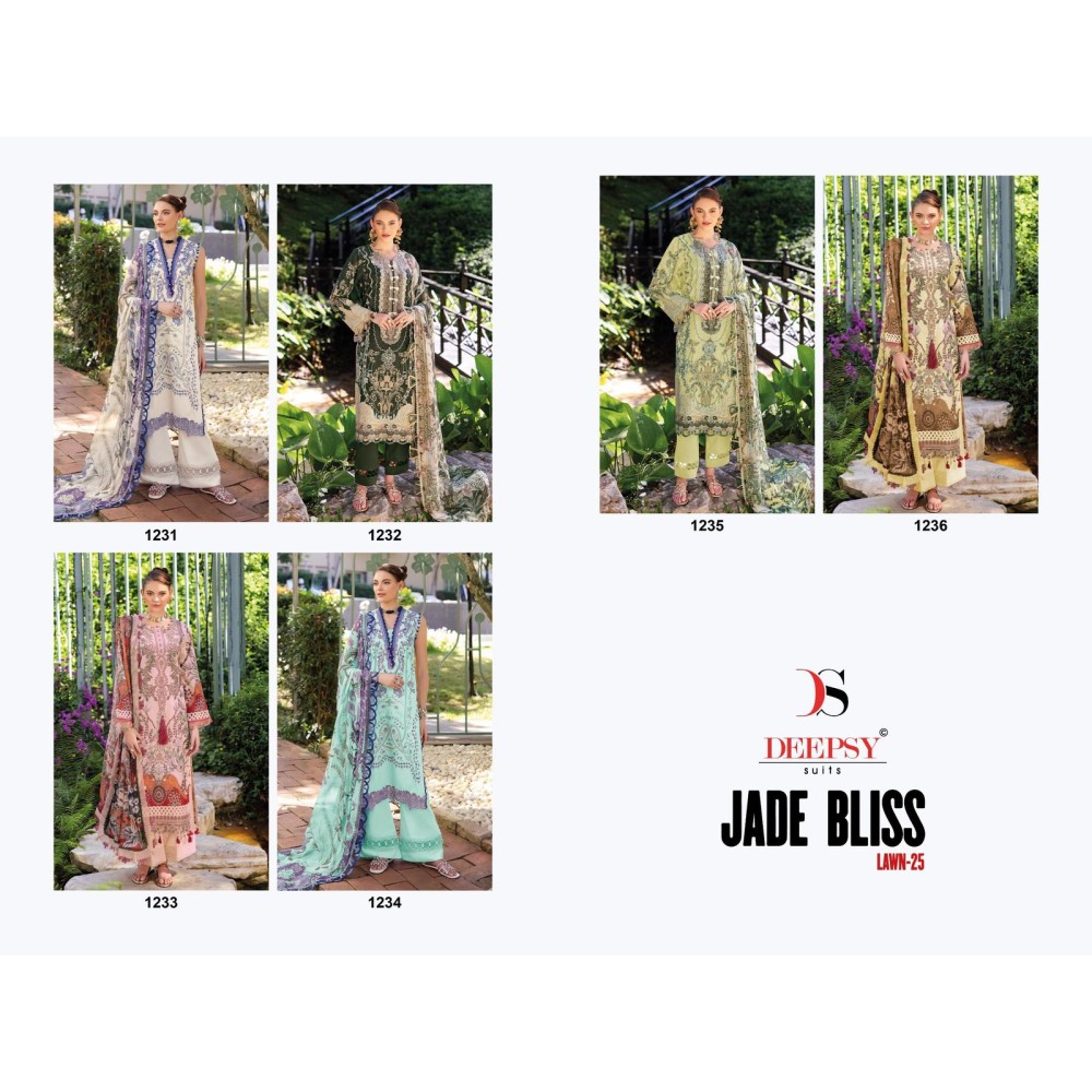 JADE BLISS LAWN 25 DEEPSY SUITS  (Cotton Dupatta)