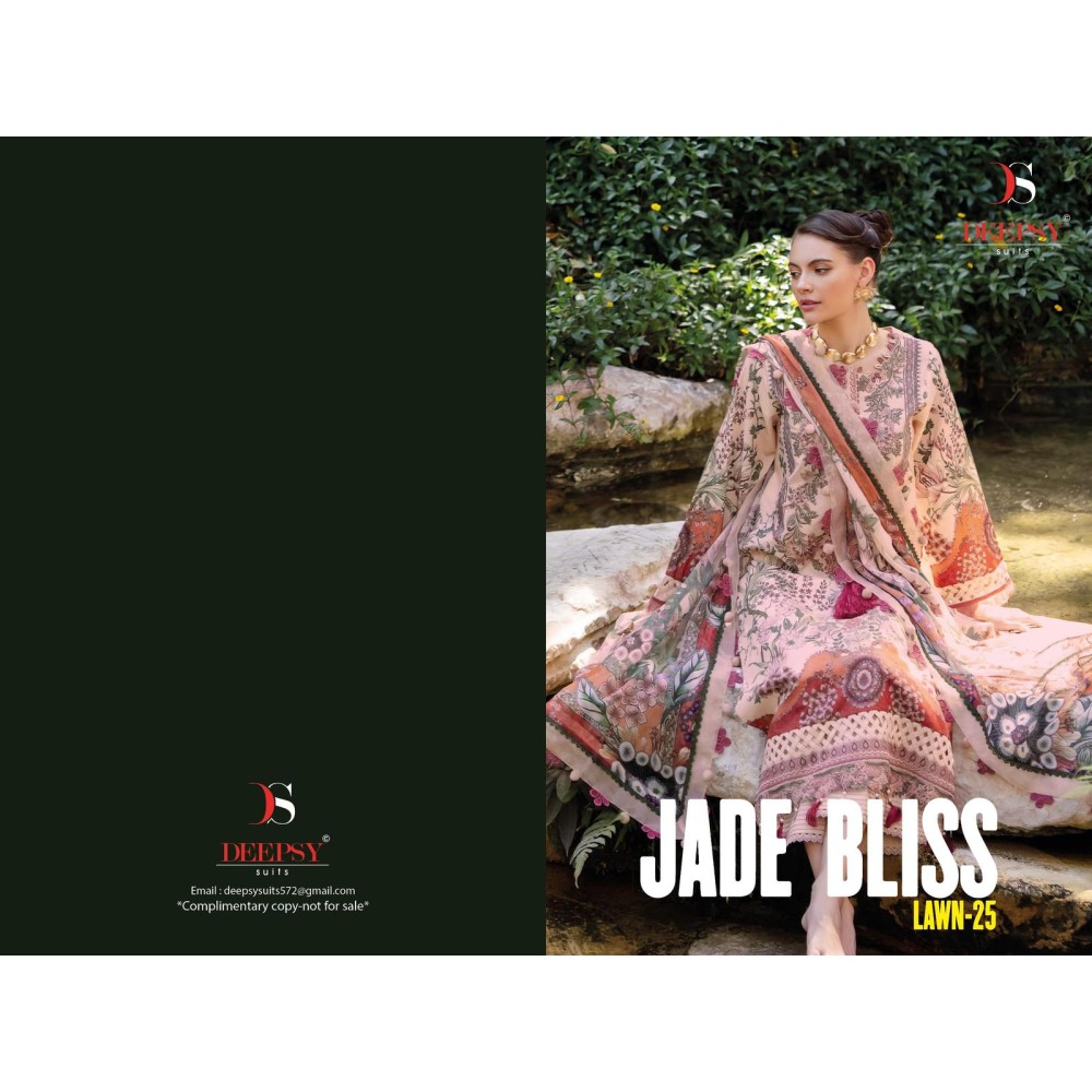 JADE BLISS LAWN 25 DEEPSY SUITS  (Cotton Dupatta)