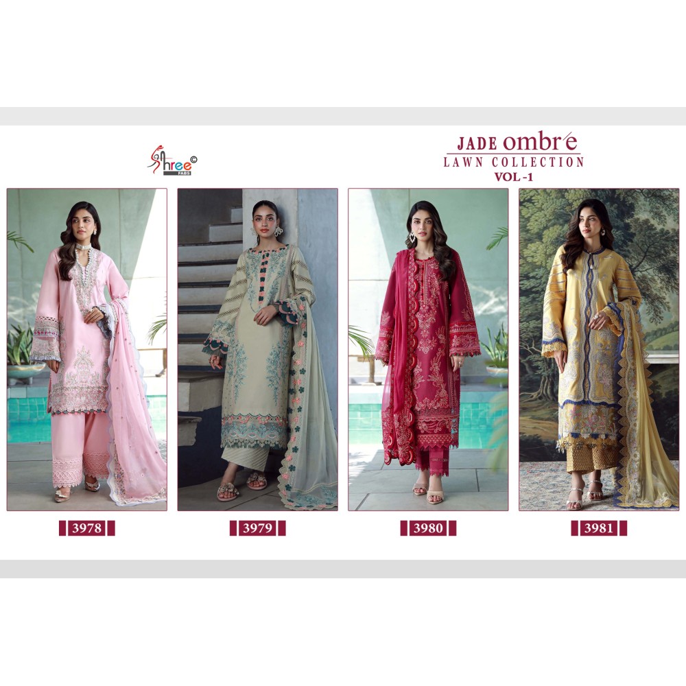 JADE OMBRE LAWN COLLECTION VOL 1 SHREE (Cotton Dupatta)