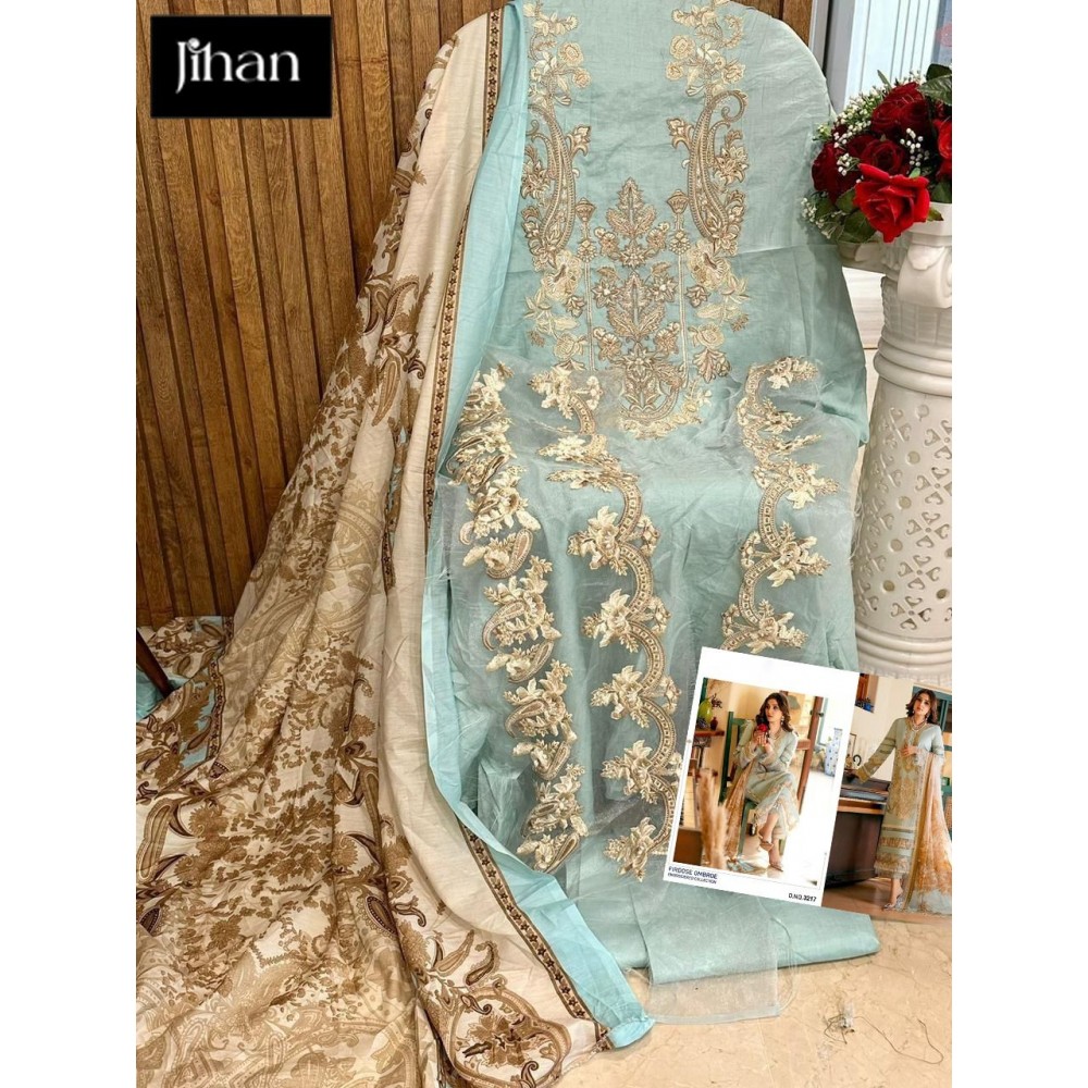 JIHAN OMBRE EMBROIDERED 3214-18 (Cotton Dupatta)