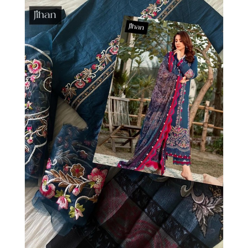 JIHAN OMBRE EMBROIDERED 3214-18 (Cotton Dupatta)