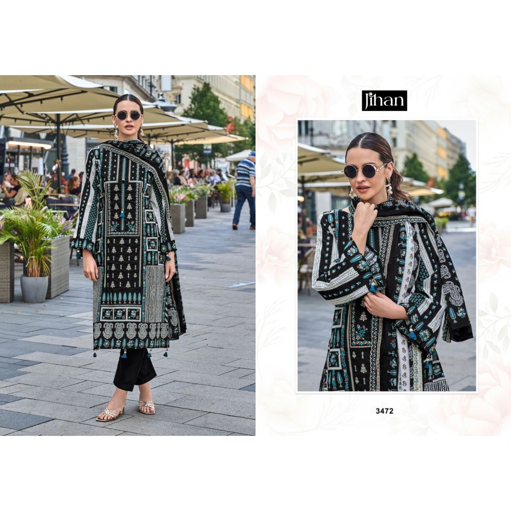 JIHAN PRESET BIN SAEED B/W LAWN COLLECTION VOL 1 (Cotton Dupatta)