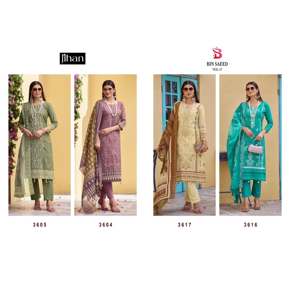 JIHAN PRESET BIN SAEED LAWN COLLECTION VOL 17 (Cotton Dupatta)