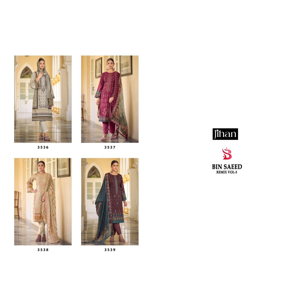 JIHAN PRESET BIN SAEED LAWN COLLECTION VOL 3 REMIX (Cotton Dupatta)