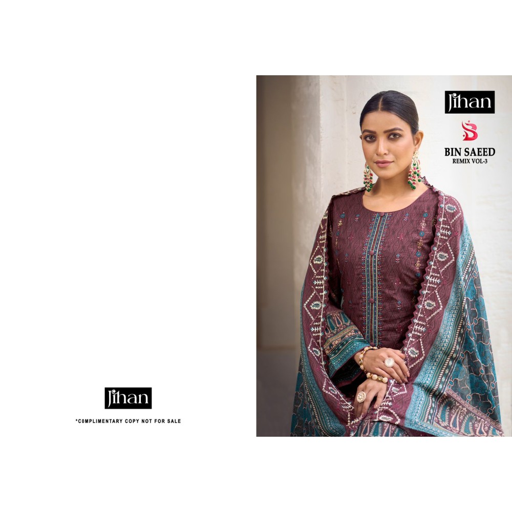JIHAN PRESET BIN SAEED LAWN COLLECTION VOL 3 REMIX (Cotton Dupatta)