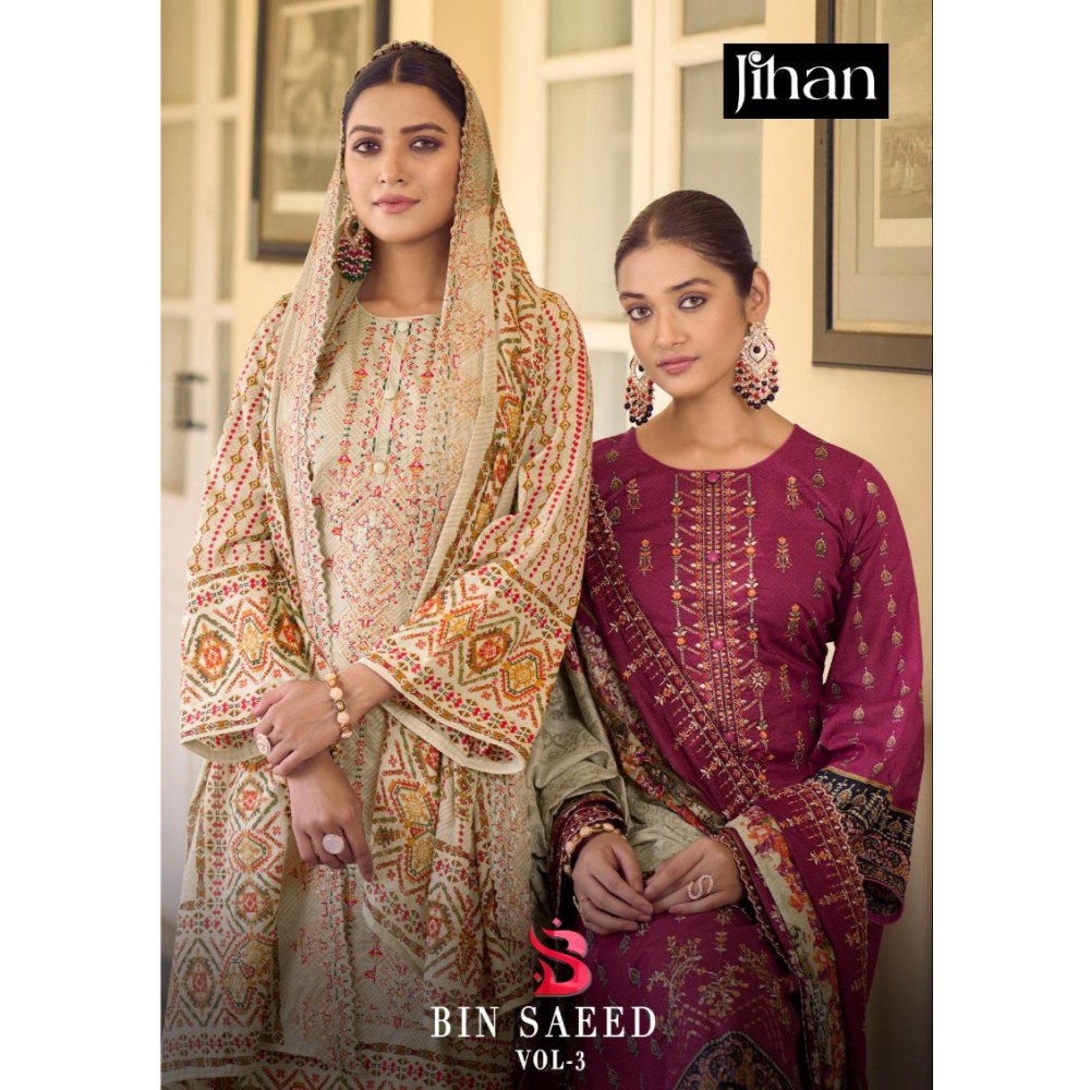 JIHAN PRESET BIN SAEED LAWN COLLECTION VOL 3 (Cotton Dupatta)