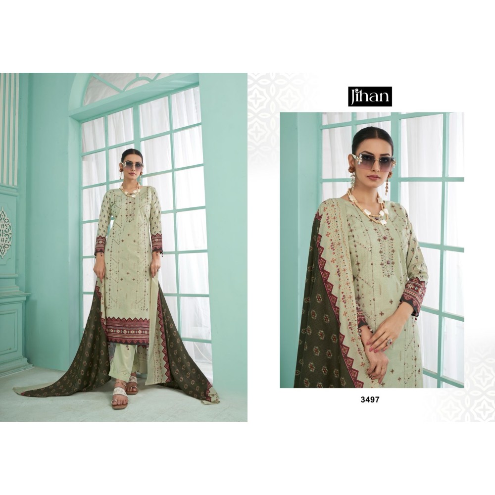 JIHAN PRESET CRAFTED 2 ELEGANCE LAWN COLLECTION (Cotton Dupatta)