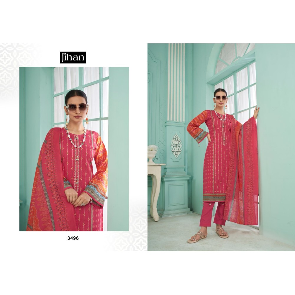 JIHAN PRESET CRAFTED 2 ELEGANCE LAWN COLLECTION (Cotton Dupatta)
