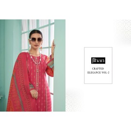 JIHAN PRESET CRAFTED 2 ELEGANCE LAWN COLLECTION (Chiffon Dupatta)