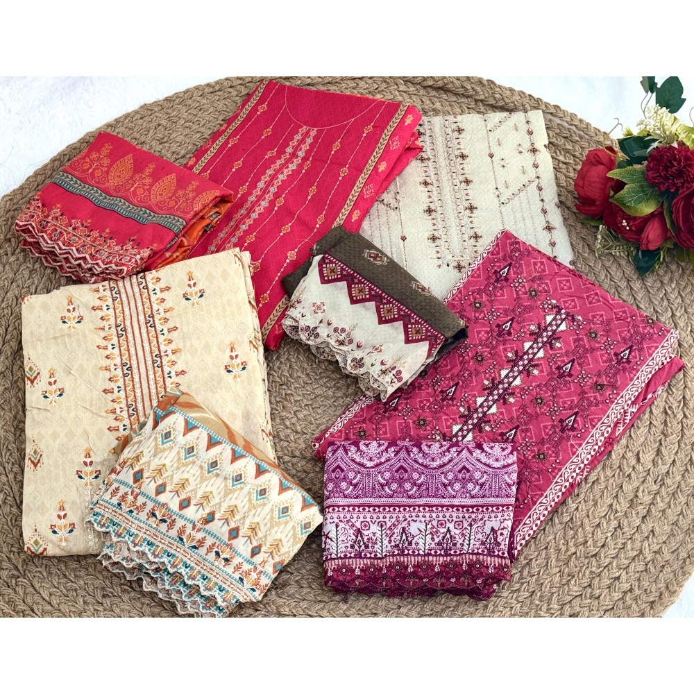 JIHAN PRESET CRAFTED 2 ELEGANCE LAWN COLLECTION (Cotton Dupatta)