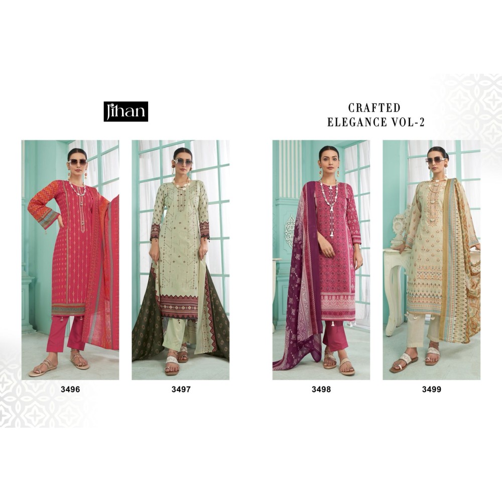 JIHAN PRESET CRAFTED 2 ELEGANCE LAWN COLLECTION (Cotton Dupatta)