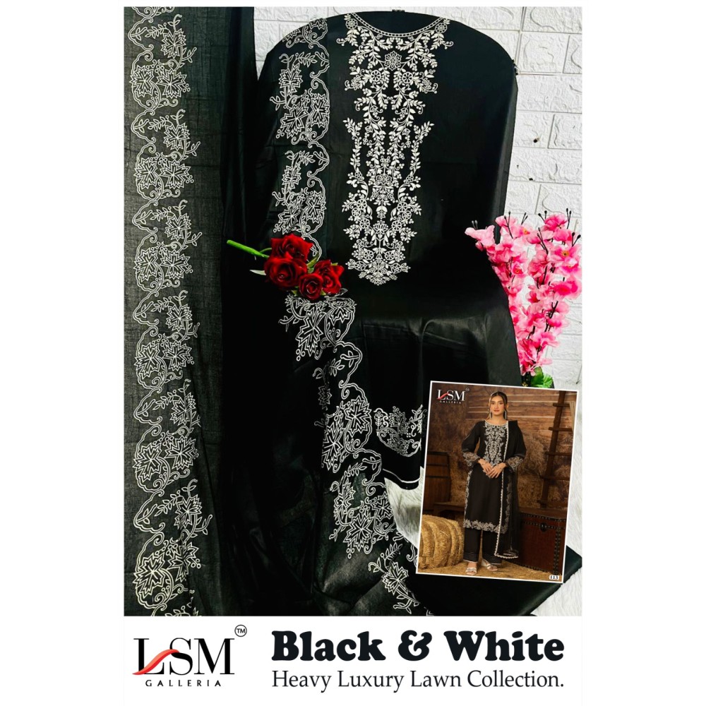 LSM GALLERIA BLACK WHITE LUXURY HEAVY LAWN COLLECTION