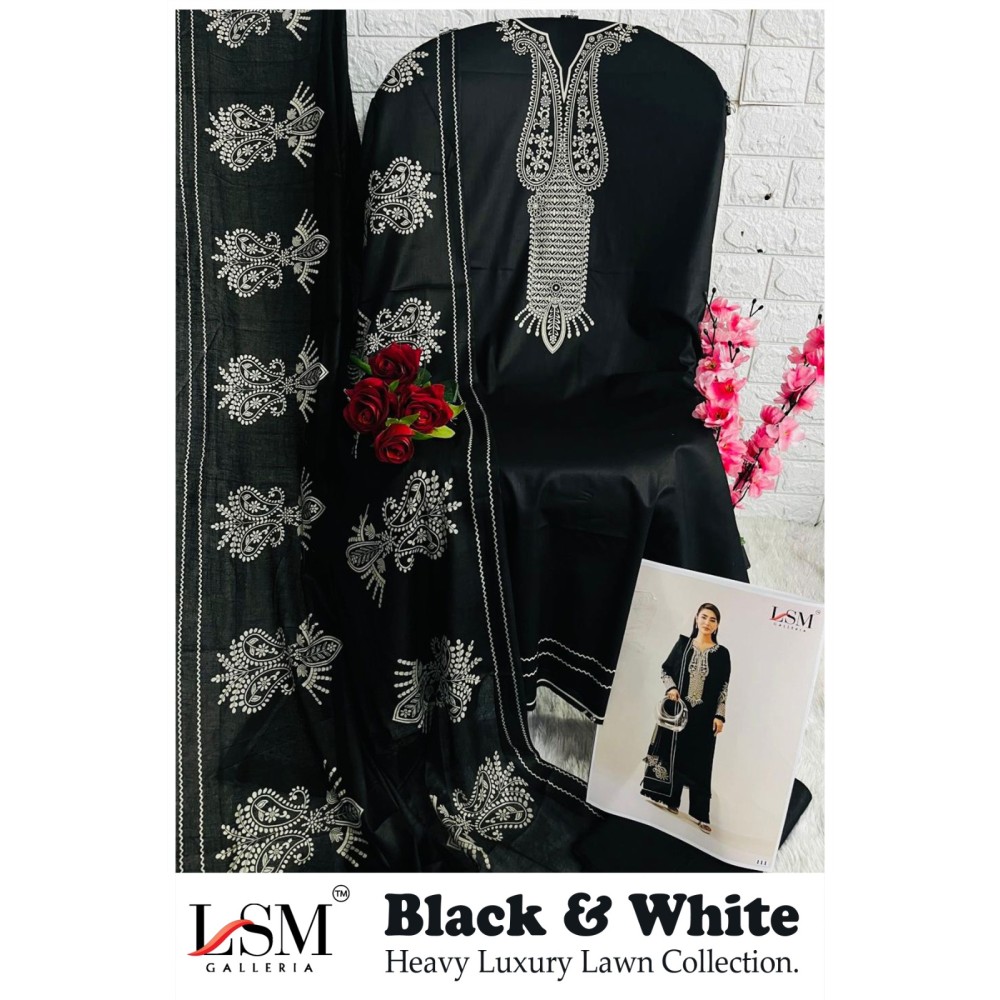 LSM GALLERIA BLACK WHITE LUXURY HEAVY LAWN COLLECTION