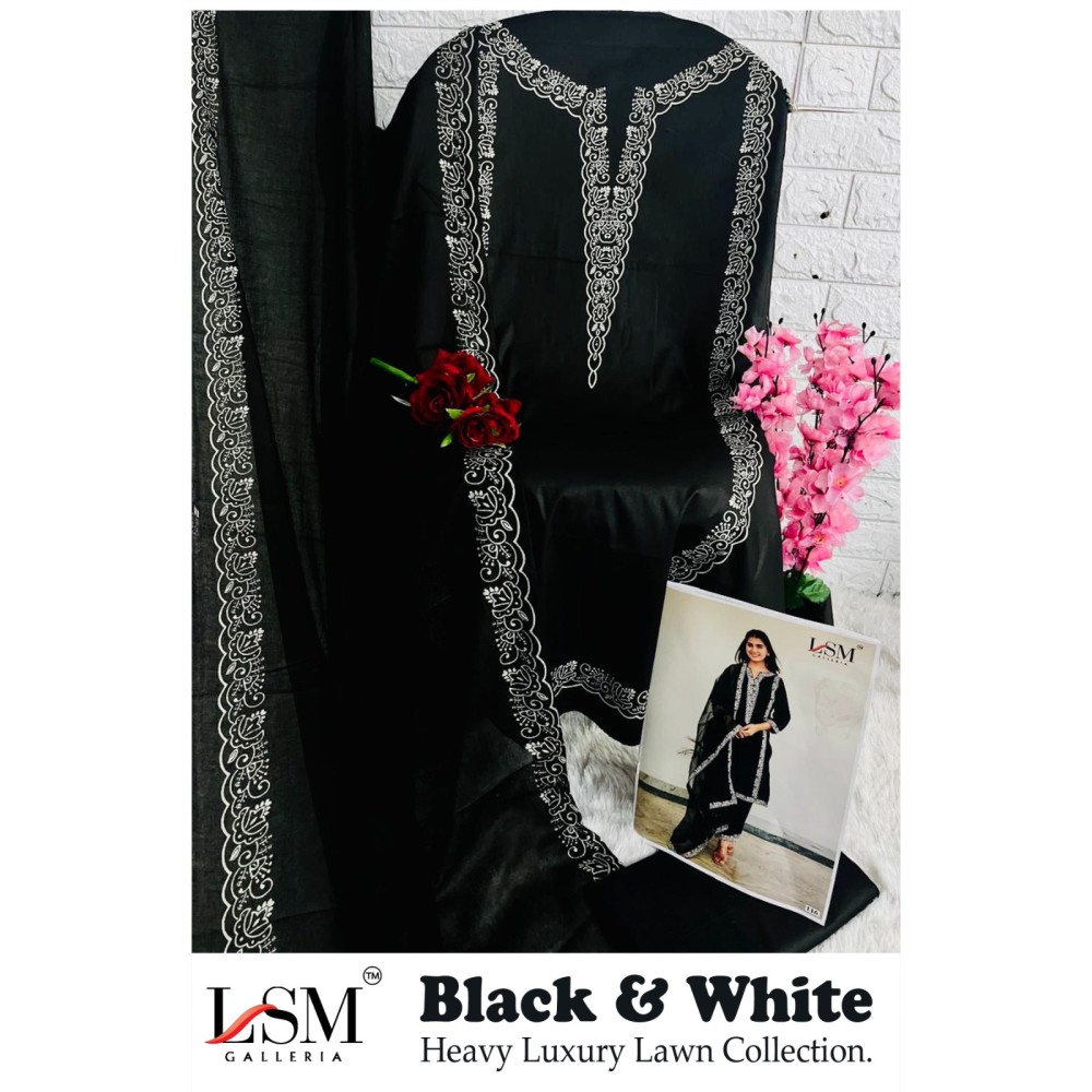 LSM GALLERIA BLACK WHITE LUXURY HEAVY LAWN COLLECTION