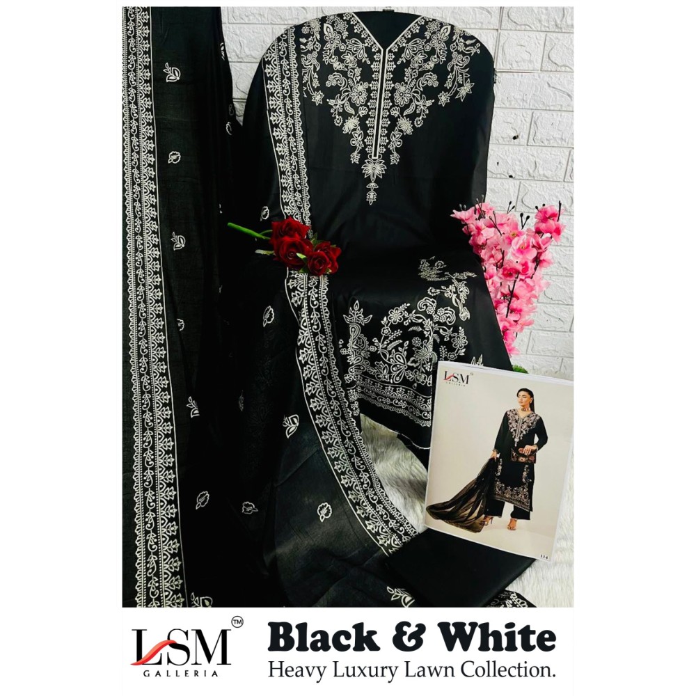 LSM GALLERIA BLACK WHITE LUXURY HEAVY LAWN COLLECTION