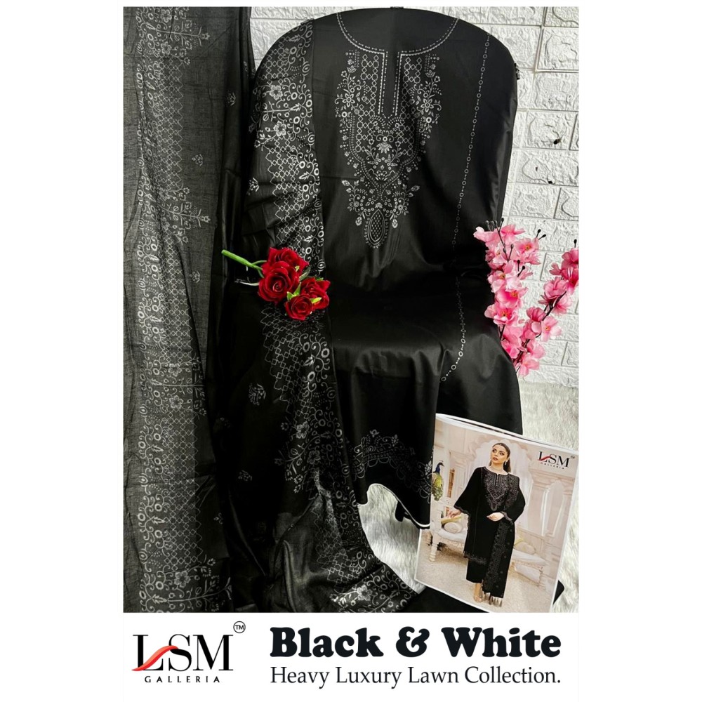 LSM GALLERIA BLACK WHITE LUXURY HEAVY LAWN COLLECTION