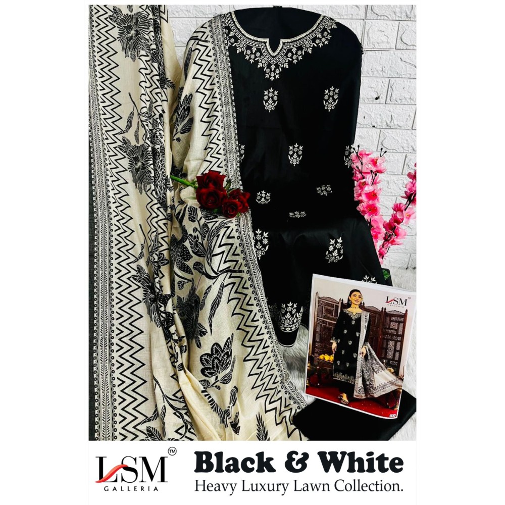 LSM GALLERIA BLACK WHITE LUXURY HEAVY LAWN COLLECTION