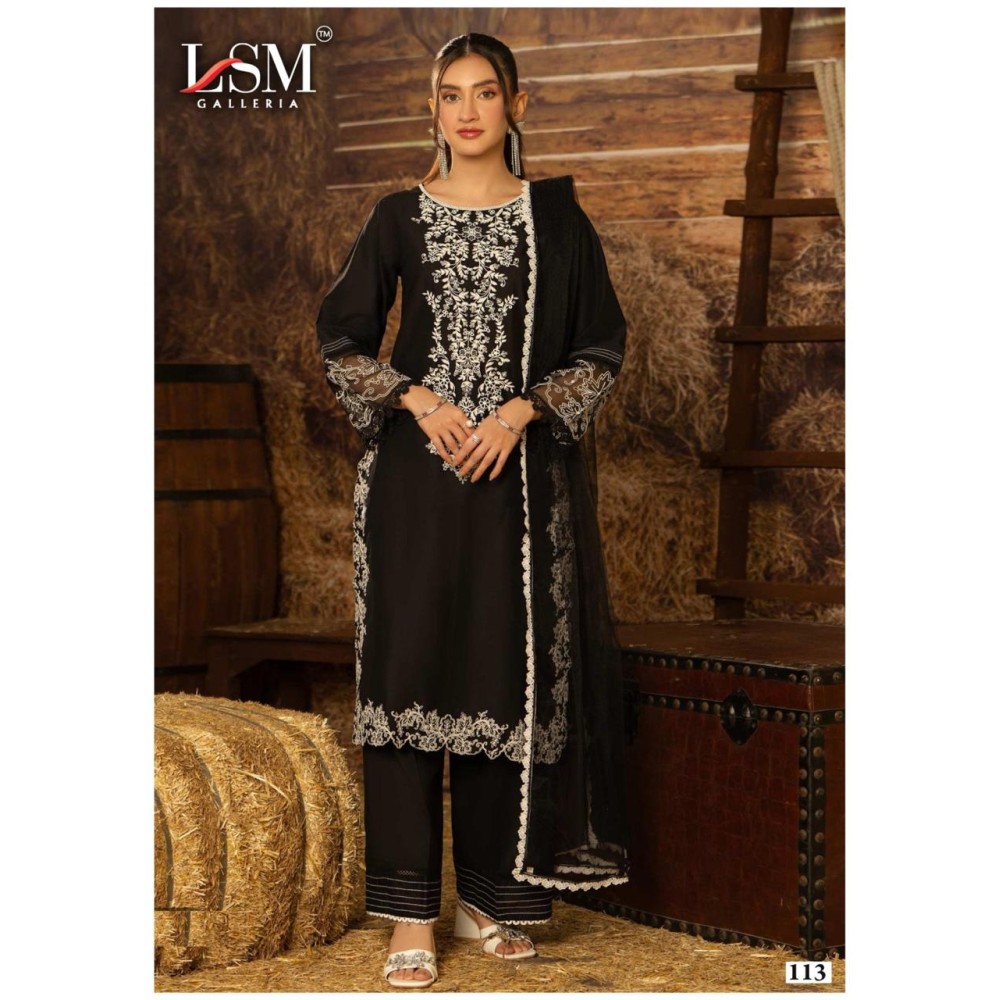 LSM GALLERIA BLACK WHITE LUXURY HEAVY LAWN COLLECTION