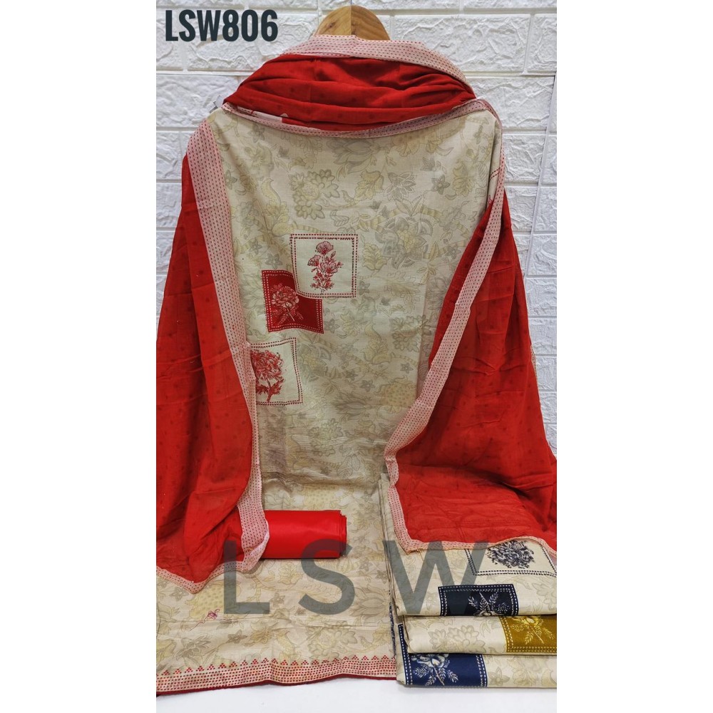 LSW 806 LEVISHA KAJAL (Cotton Dupatta)