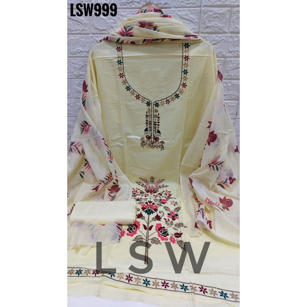 LSW 999 WHITE ROSE (Cotton Dupatta)