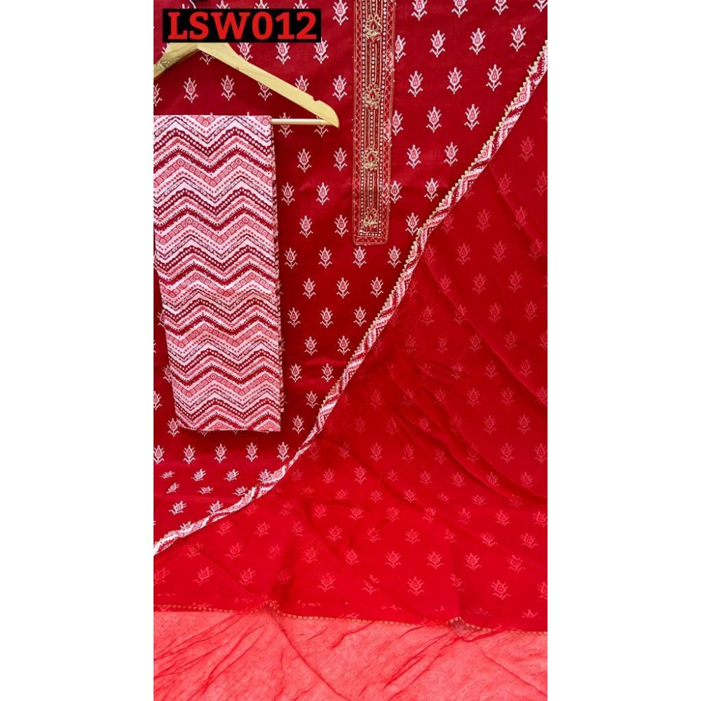 LSW012 RED COLOUR (Pure dupatta)