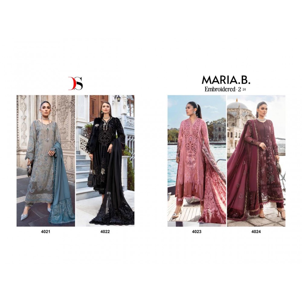 MARIA B EMBROIDERED 24-2 DEEPSY SUITS  (Cotton Dupatta)