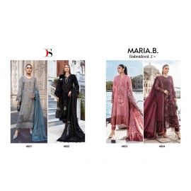 MARIA B EMBROIDERED 24-2 DEEPSY SUITS  (Cotton Dupatta)