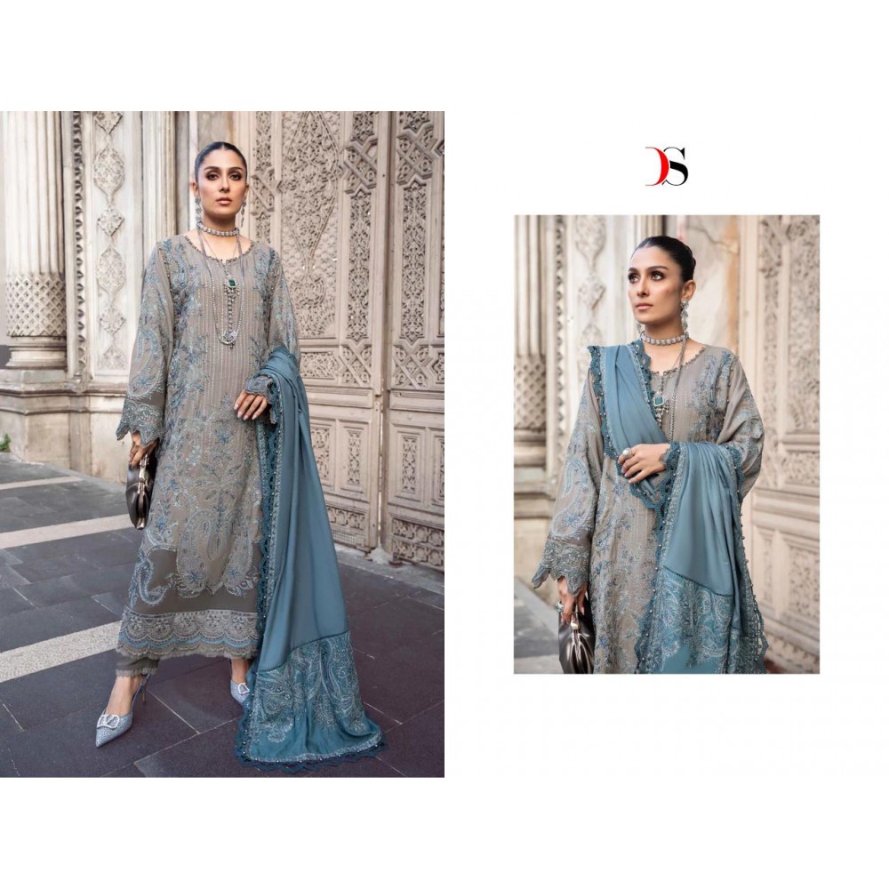 MARIA B EMBROIDERED 24-2 DEEPSY SUITS  (Cotton Dupatta)