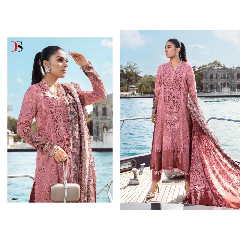 MARIA B EMBROIDERED 24-2 DEEPSY SUITS  (Cotton Dupatta)