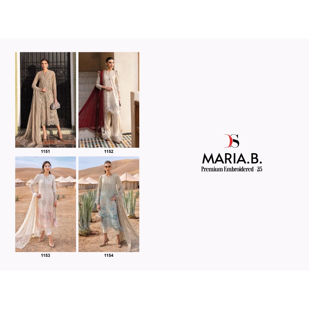 MARIA B PREMIUM EMBROIDERED 25 DEEPSY SUITS (Cotton Dupatta)