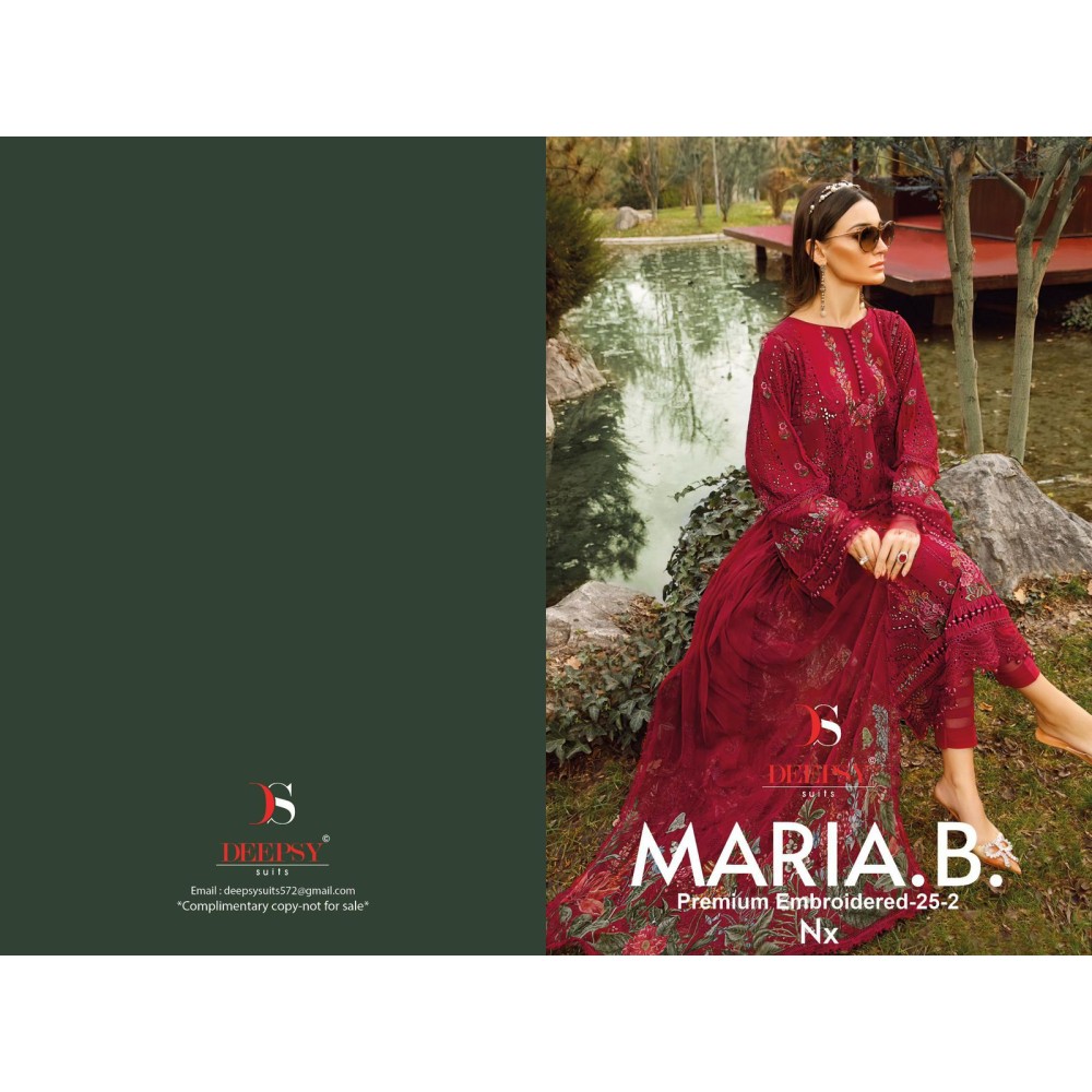 MARIA B PREMIUM EMBROIDERED 25-2 DEEPSY SUITS (Chiffon Dupatta)