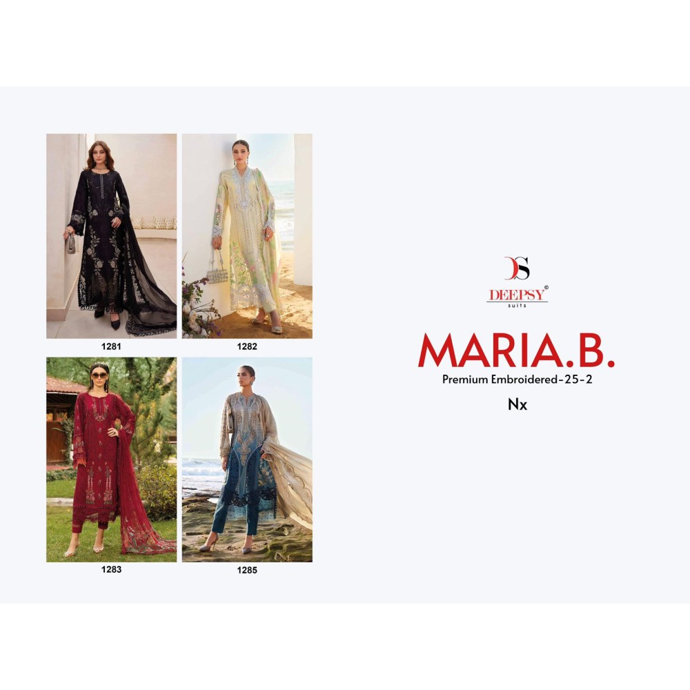 MARIA B PREMIUM EMBROIDERED 25-2 DEEPSY SUITS (Chiffon Dupatta)