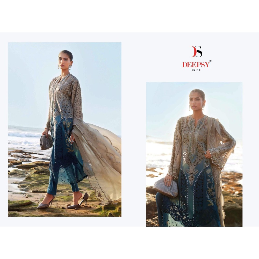 MARIA B PREMIUM EMBROIDERED 25-2 DEEPSY SUITS (Chiffon Dupatta)