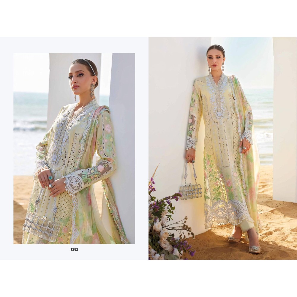 MARIA B PREMIUM EMBROIDERED 25-2 DEEPSY SUITS (Chiffon Dupatta)