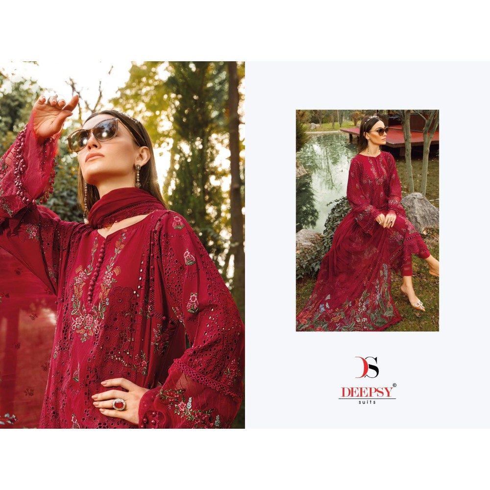 MARIA B PREMIUM EMBROIDERED 25-2 DEEPSY SUITS (Chiffon Dupatta)
