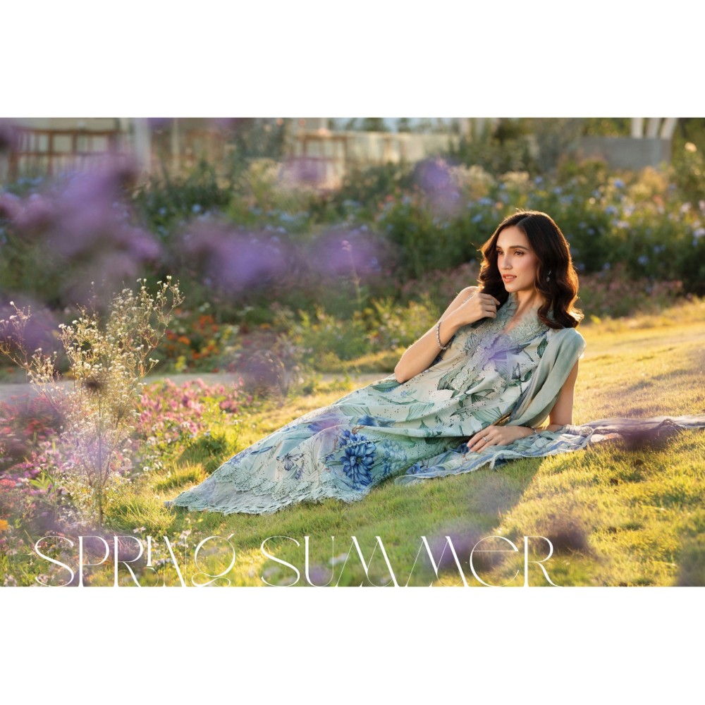 MARIA.B VOL 19 CHIKANKARI COTTON SHRADDHA (Chiffon Dupatta)
