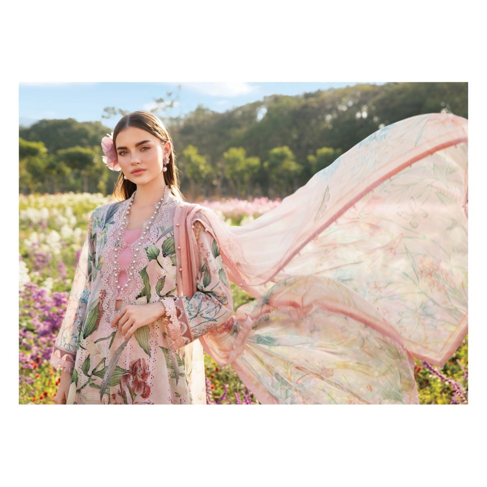 MARIA.B VOL 19 CHIKANKARI COTTON SHRADDHA (Chiffon Dupatta)