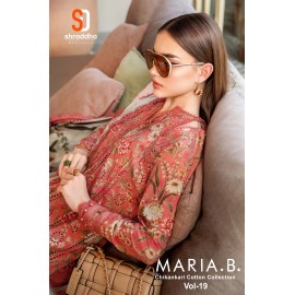 MARIA.B VOL 19 CHIKANKARI COTTON SHRADDHA (Chiffon Dupatta)