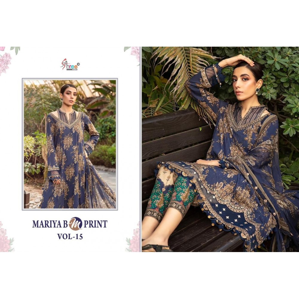 MARIYA B MPRINT VOL 15 SHREE FABS (Chiffon Dupatta)