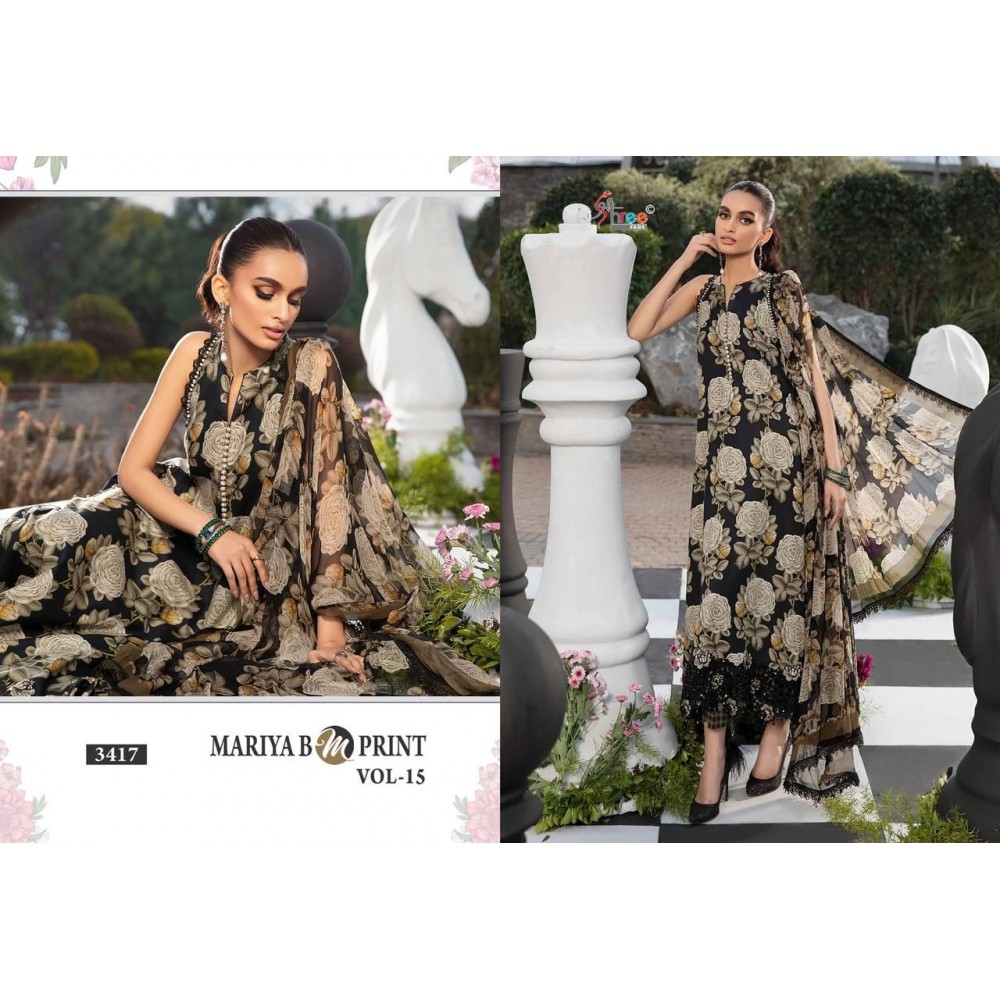 MARIYA B MPRINT VOL 15 SHREE FABS (Chiffon Dupatta)