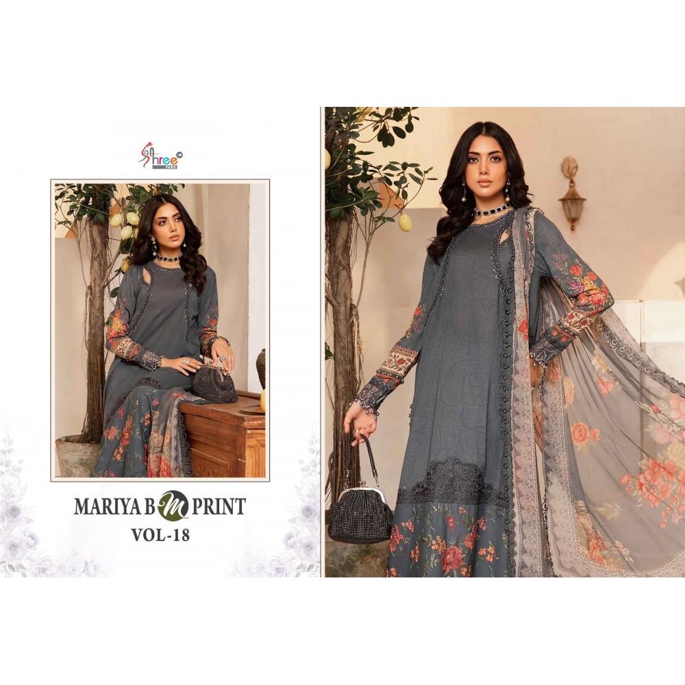 MARIYA B MPRINT VOL 18 SHREE FABS (Chiffon Dupatta)