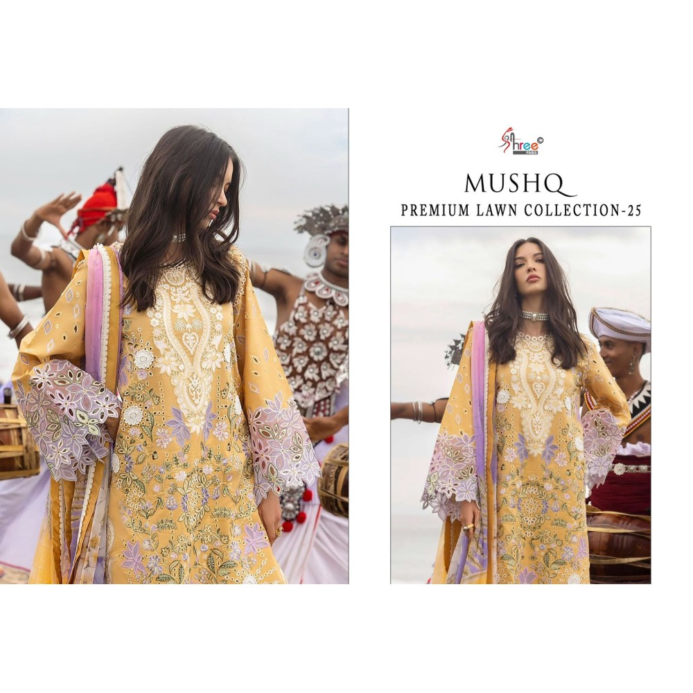 MUSHQ PREMIUM LAWN COLLECTION 2 SHREE (cotton dupatta)